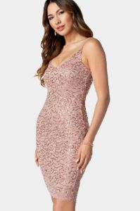 V-Neck Lace Mini Dress sold by Lord & Taylor