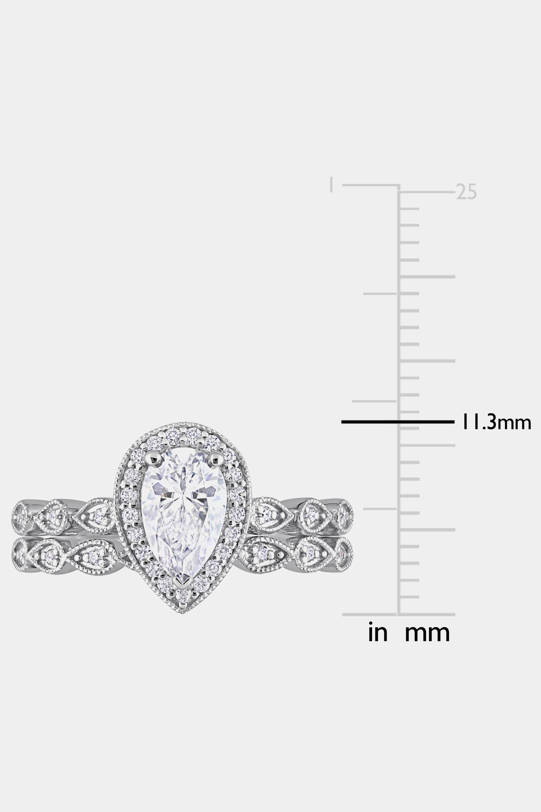 Moissanite Teardrop Halo Bridal Ring Set in Sterling Silver sold by Lord & Taylor product image thumbnail 5