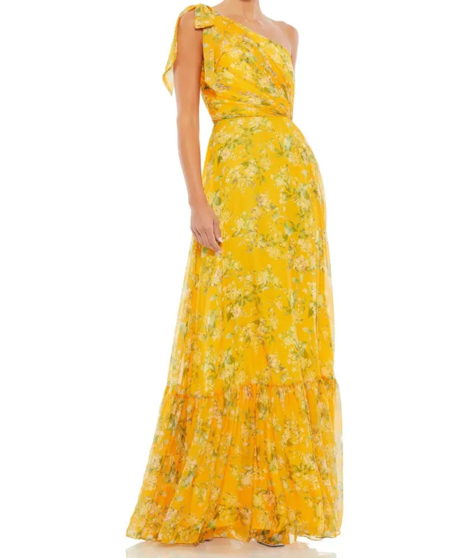 Floral One Shoulder Bow Maxi Dress sold by Lord & Taylor