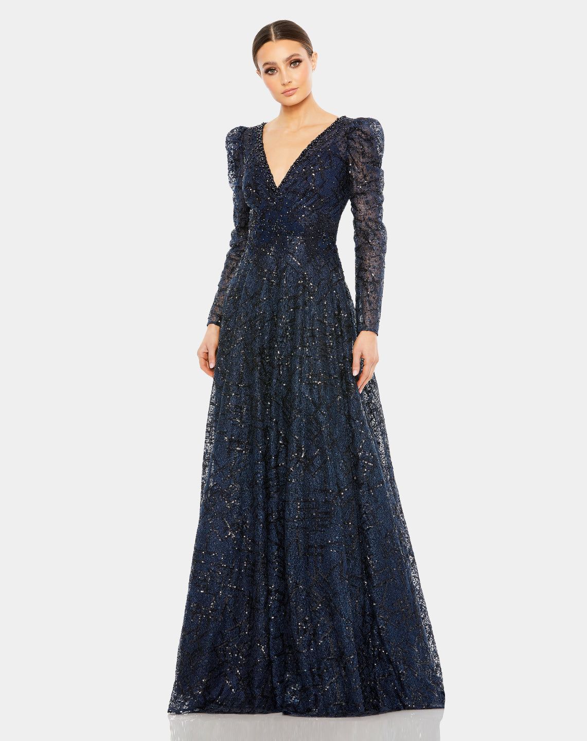 Embellished V Neck Long Sleeve A Line Gown sold by Lord & Taylor product image thumbnail 2