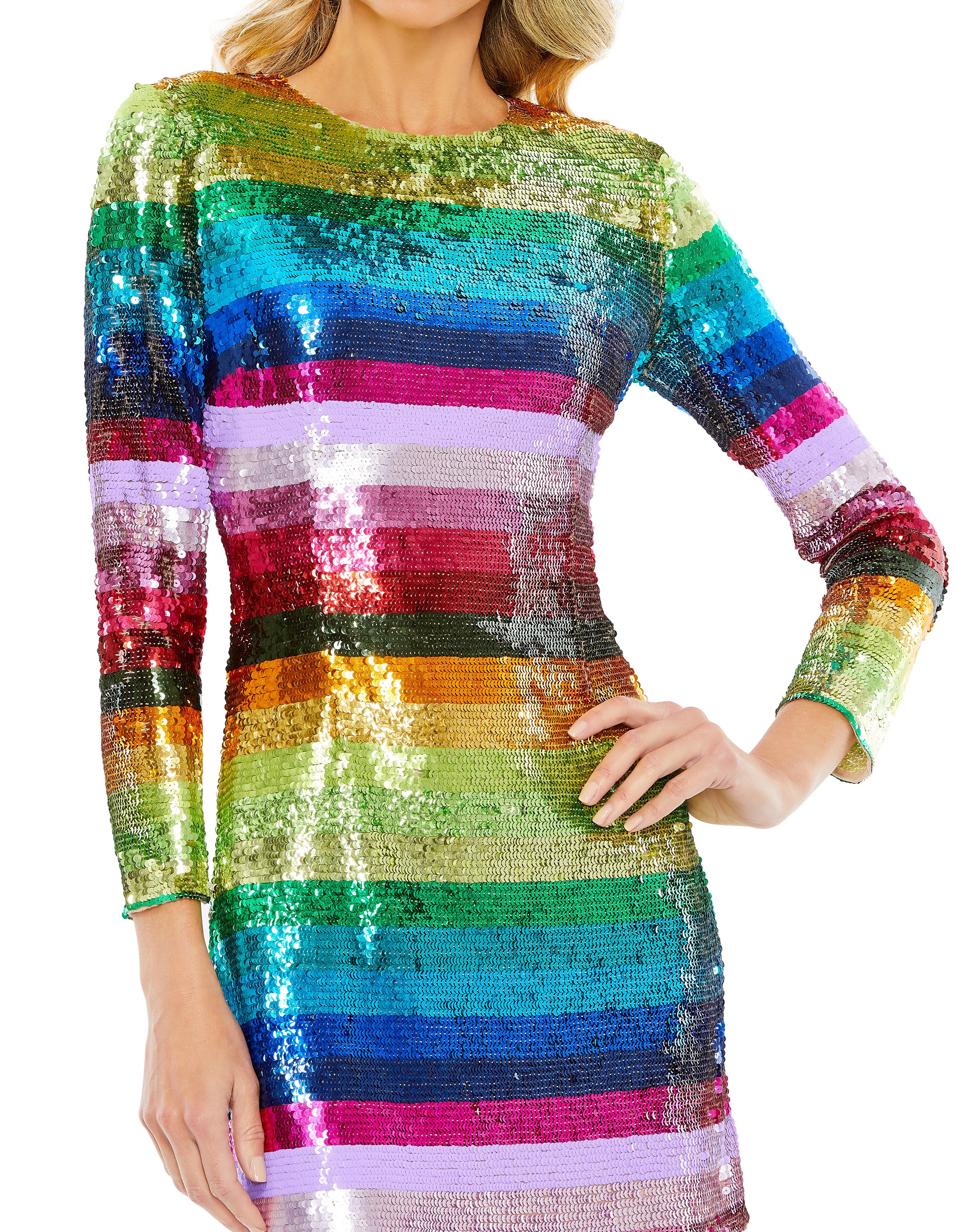 Sequined 3/4 Sleeve Mini Rainbow Dress sold by Lord & Taylor product image thumbnail 3
