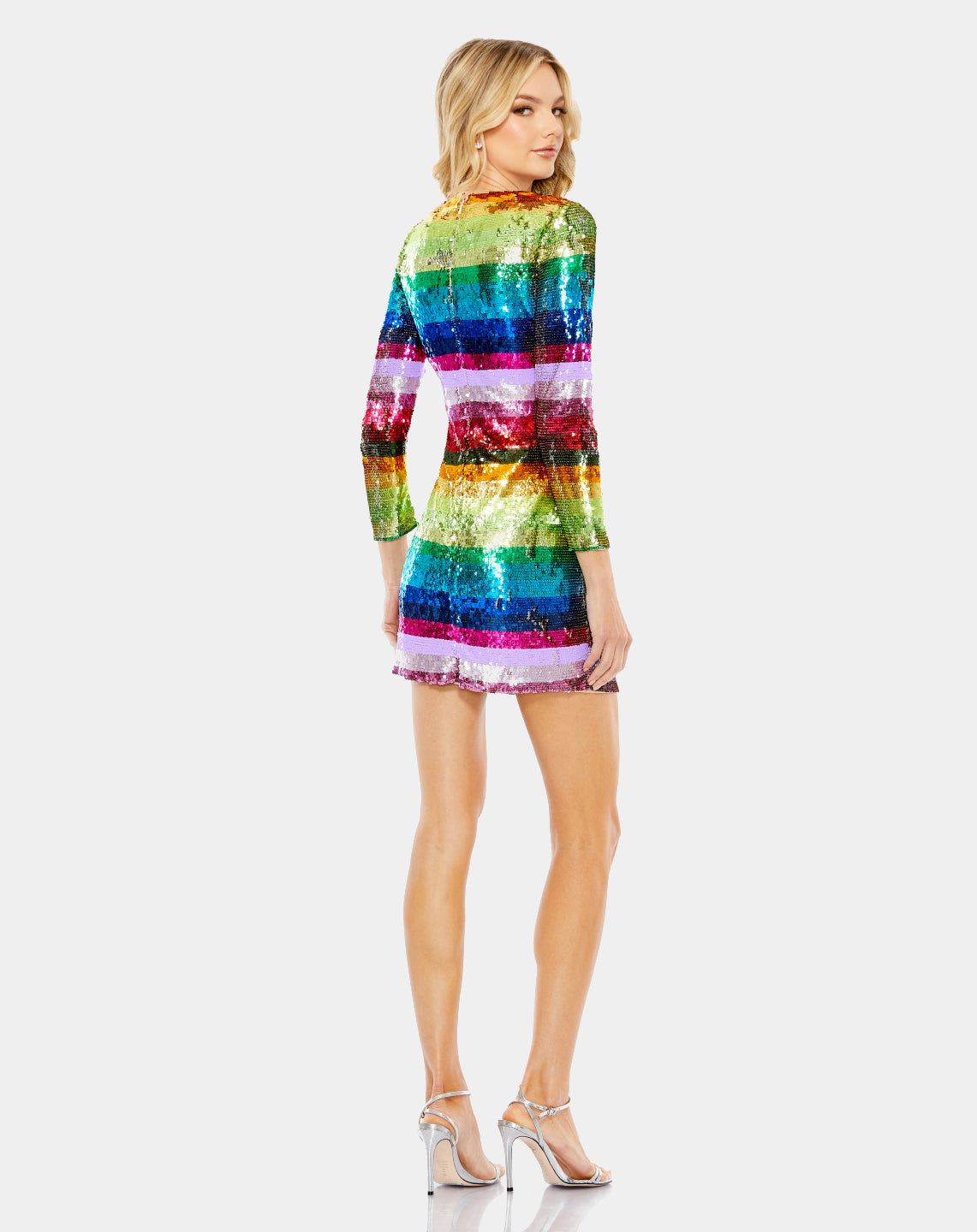 Sequined 3/4 Sleeve Mini Rainbow Dress sold by Lord & Taylor product image thumbnail 4