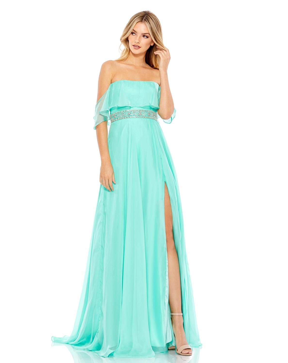 Halter Off The Shoulder Beaded Waist A Line Gown sold by Lord & Taylor product image thumbnail 5