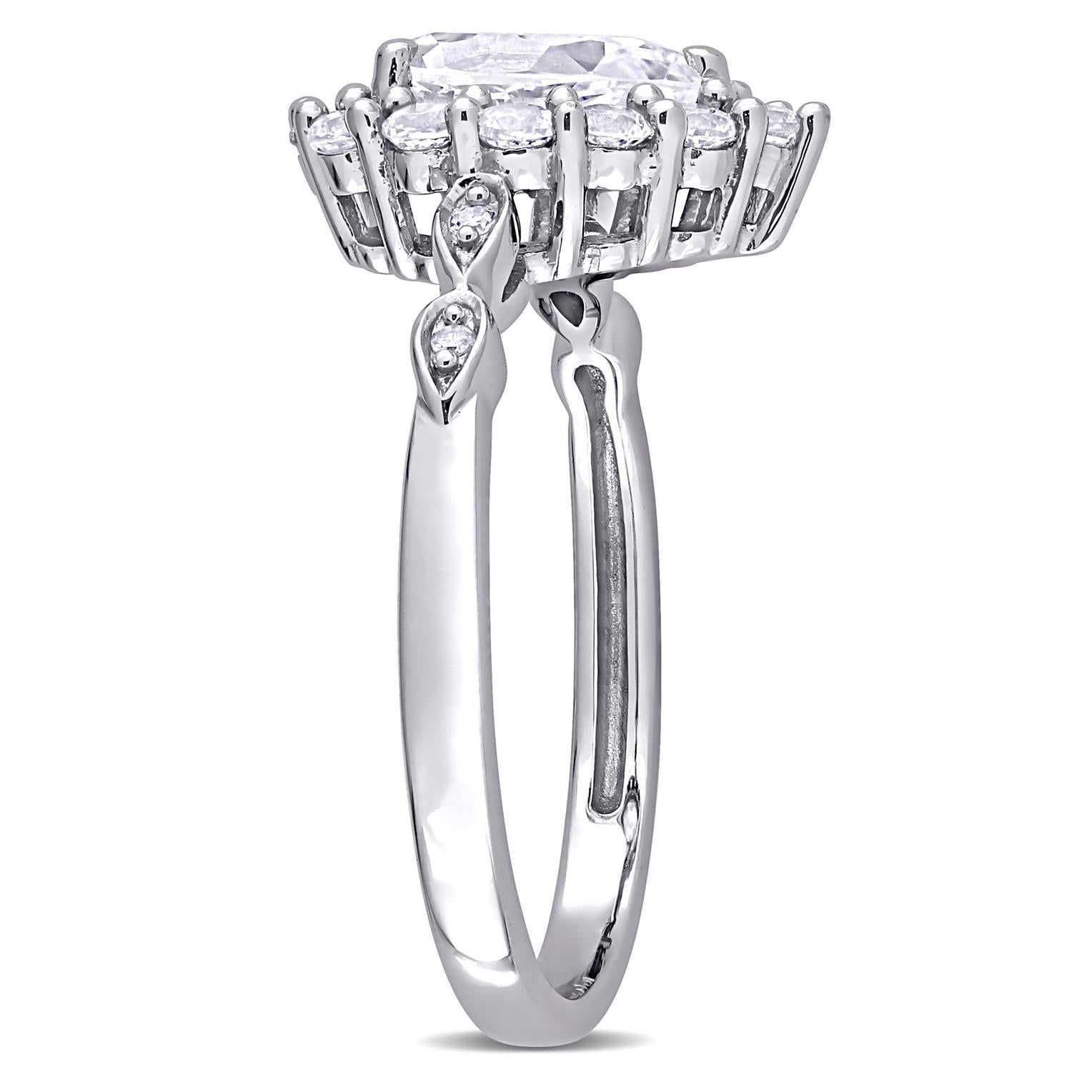 10k White Gold Created White Sapphire and Diamond Ring sold by Lord & Taylor product image thumbnail 2