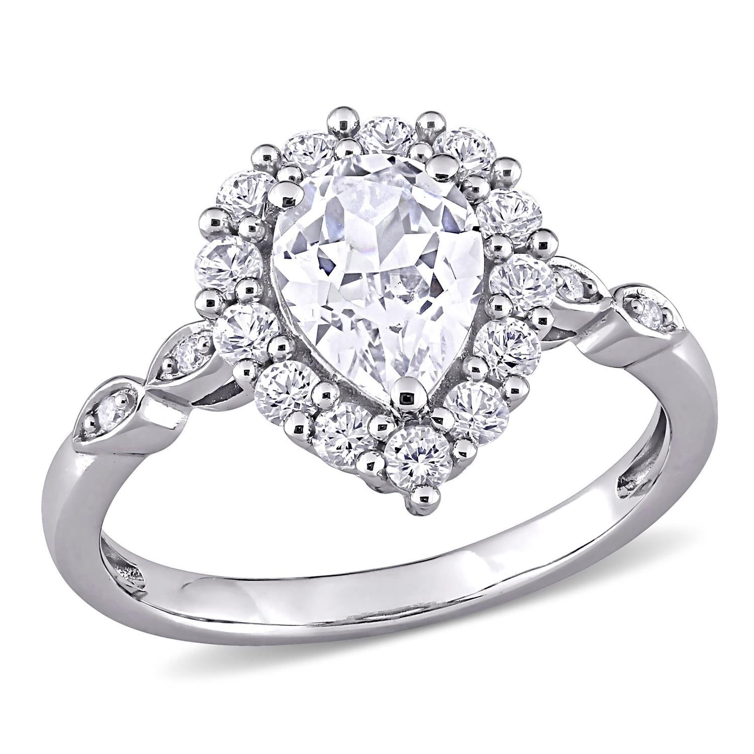 10k White Gold Created White Sapphire and Diamond Ring sold by Lord & Taylor product image thumbnail 7