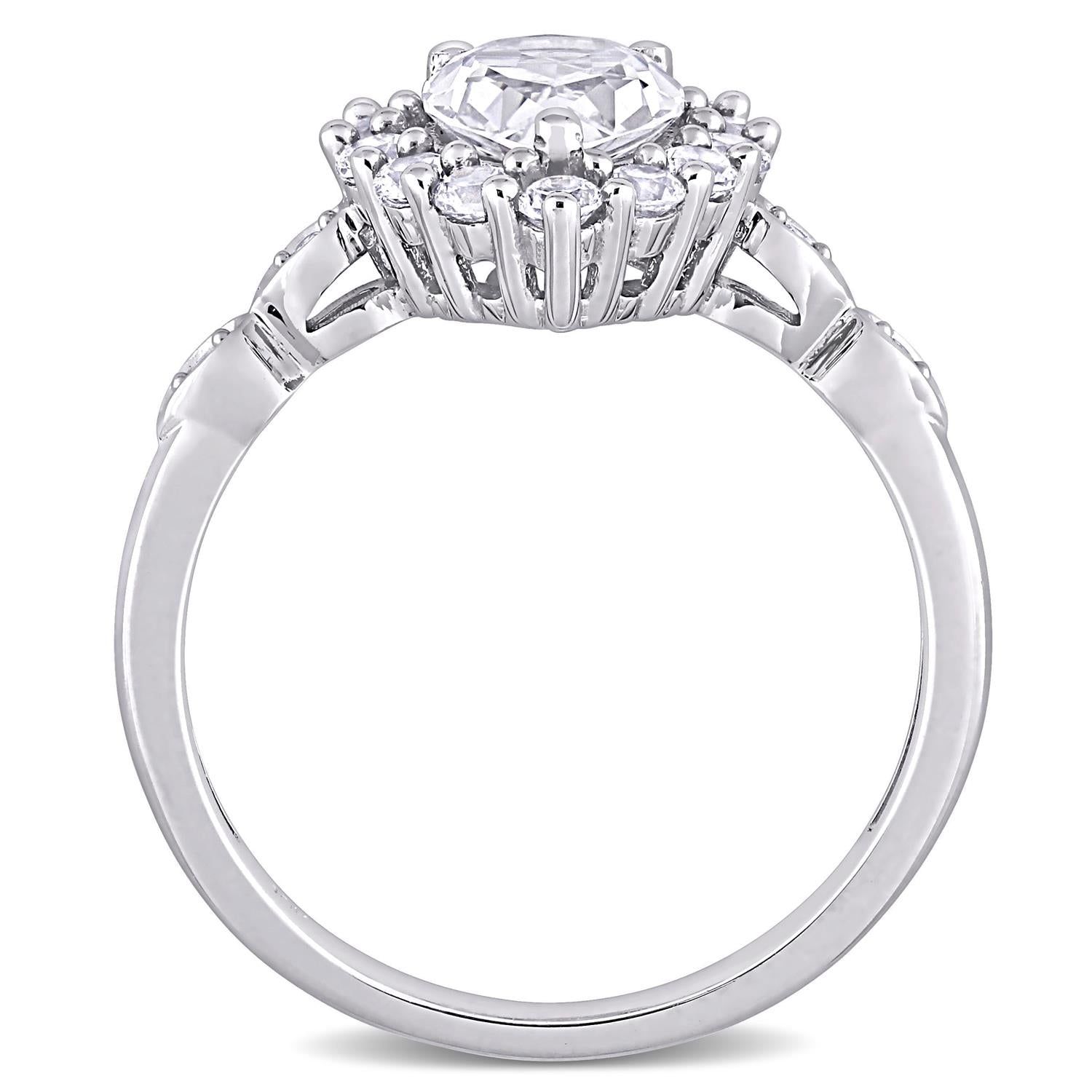 10k White Gold Created White Sapphire and Diamond Ring sold by Lord & Taylor product image thumbnail 3
