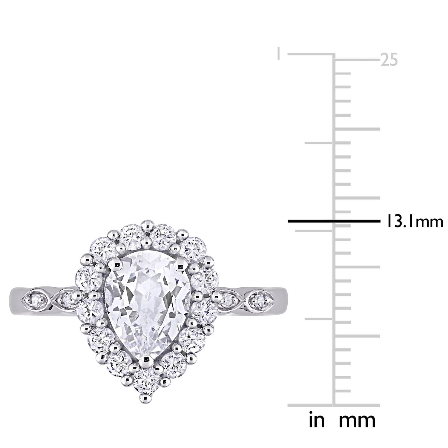 10k White Gold Created White Sapphire and Diamond Ring sold by Lord & Taylor product image thumbnail 4