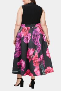 Plus Size Sleeveless Printed High/Low Party Dress With Tie Waist Detail sold by Lord & Taylor
