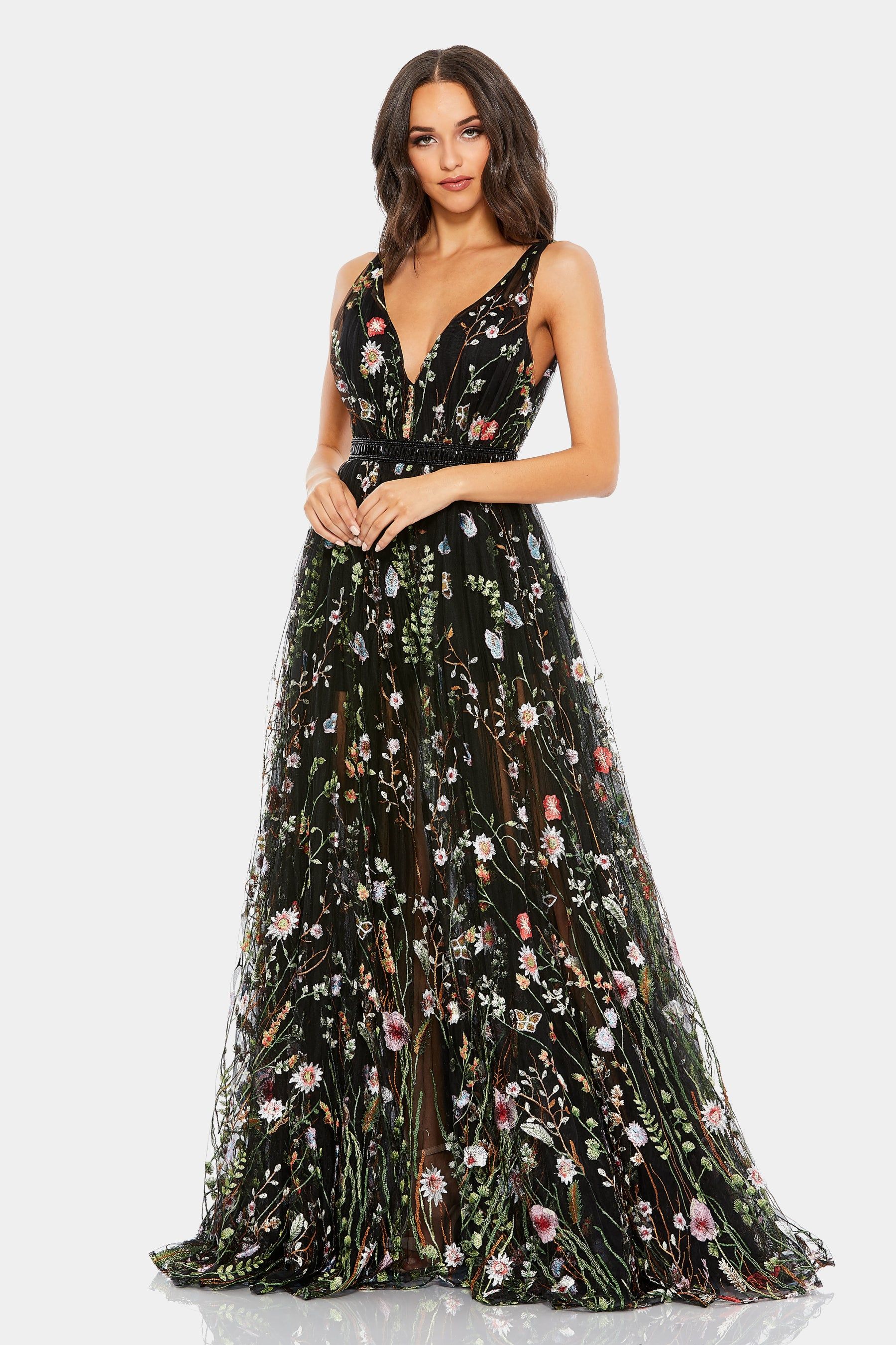 Floral Embroidered Sleeveless A-Line Gown sold by Lord & Taylor