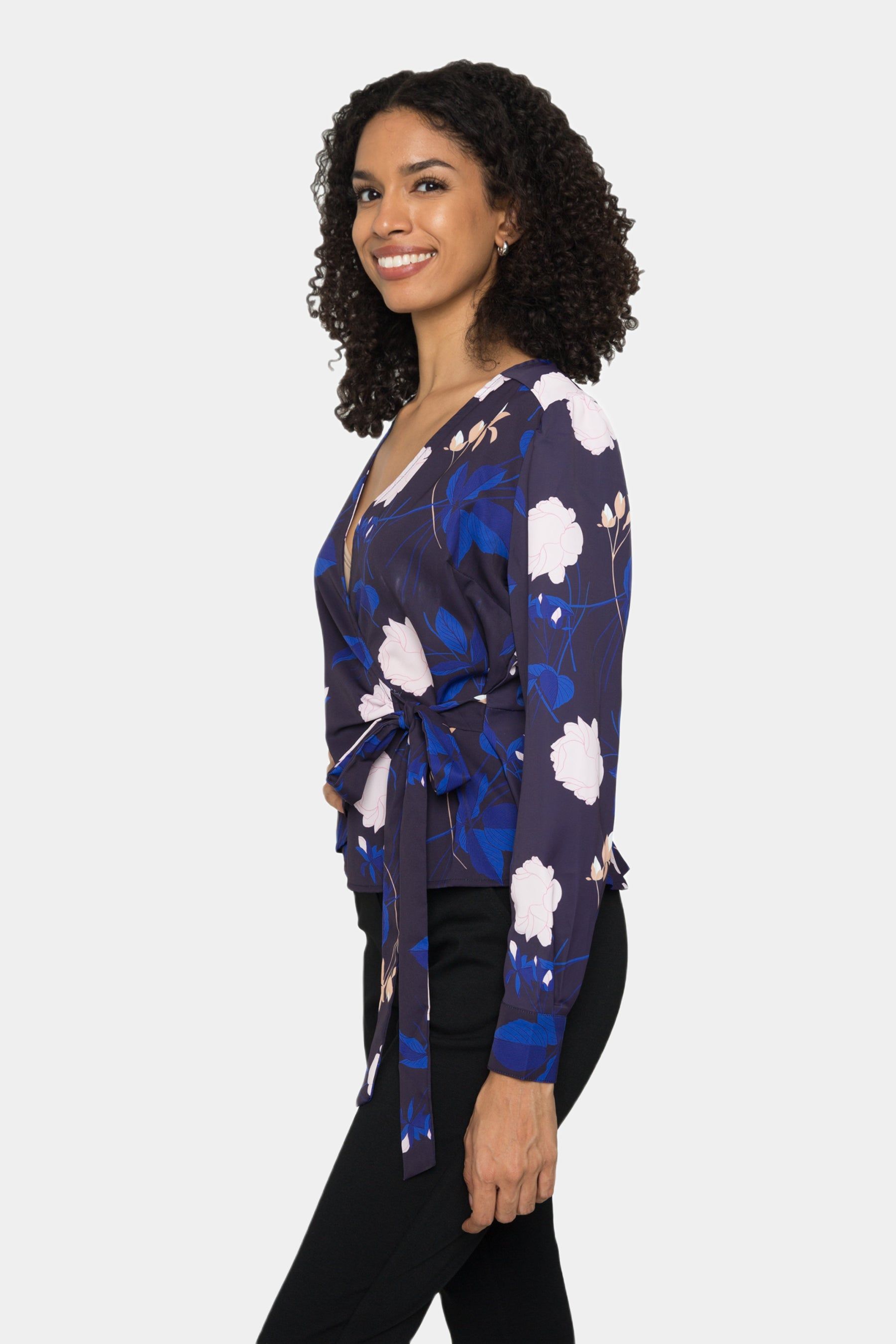 Elise Floral-Print Tie Long Sleeve Blouse sold by Lord & Taylor product image thumbnail 8