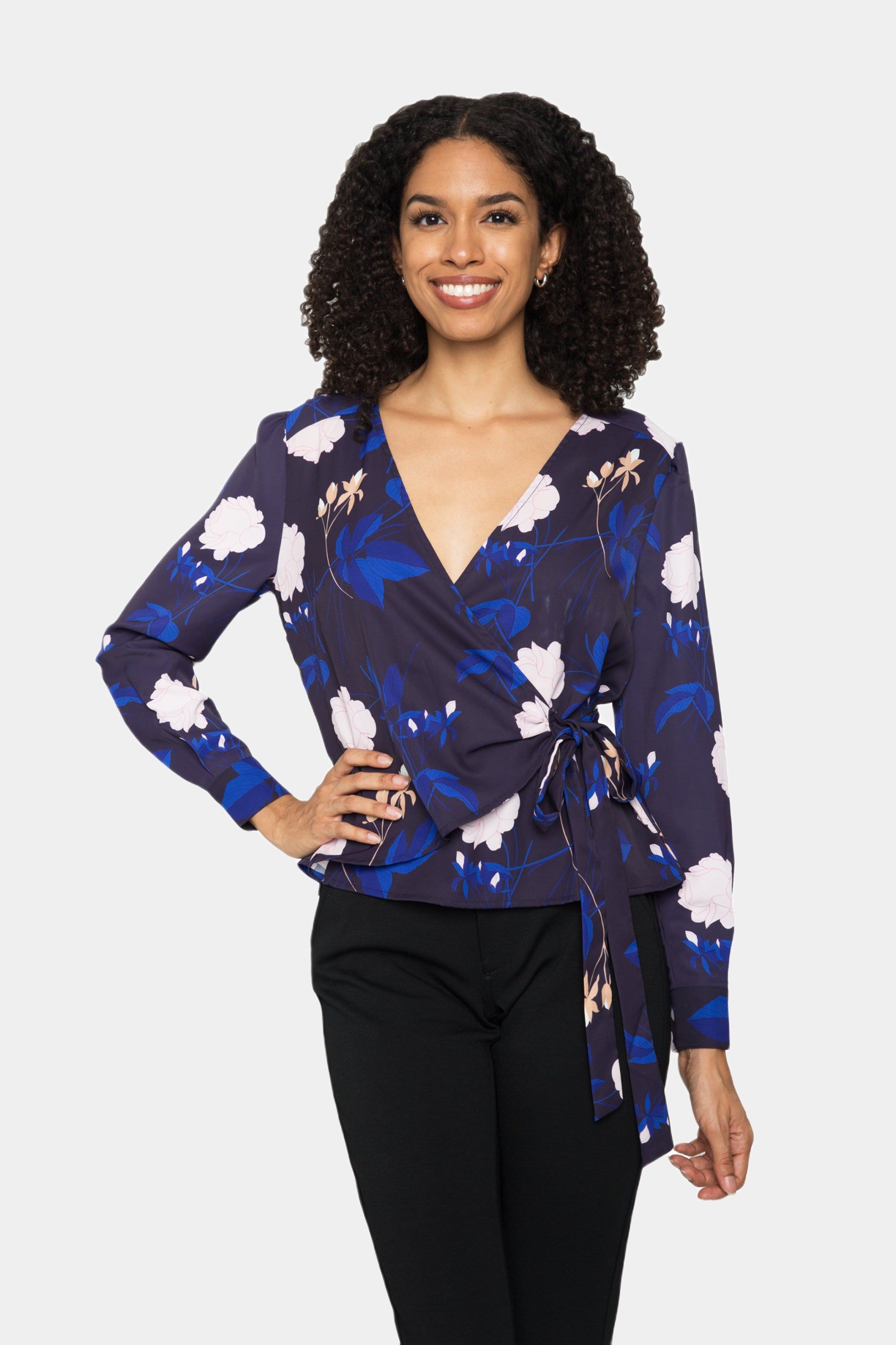 Elise Floral-Print Tie Long Sleeve Blouse sold by Lord & Taylor product image thumbnail 5