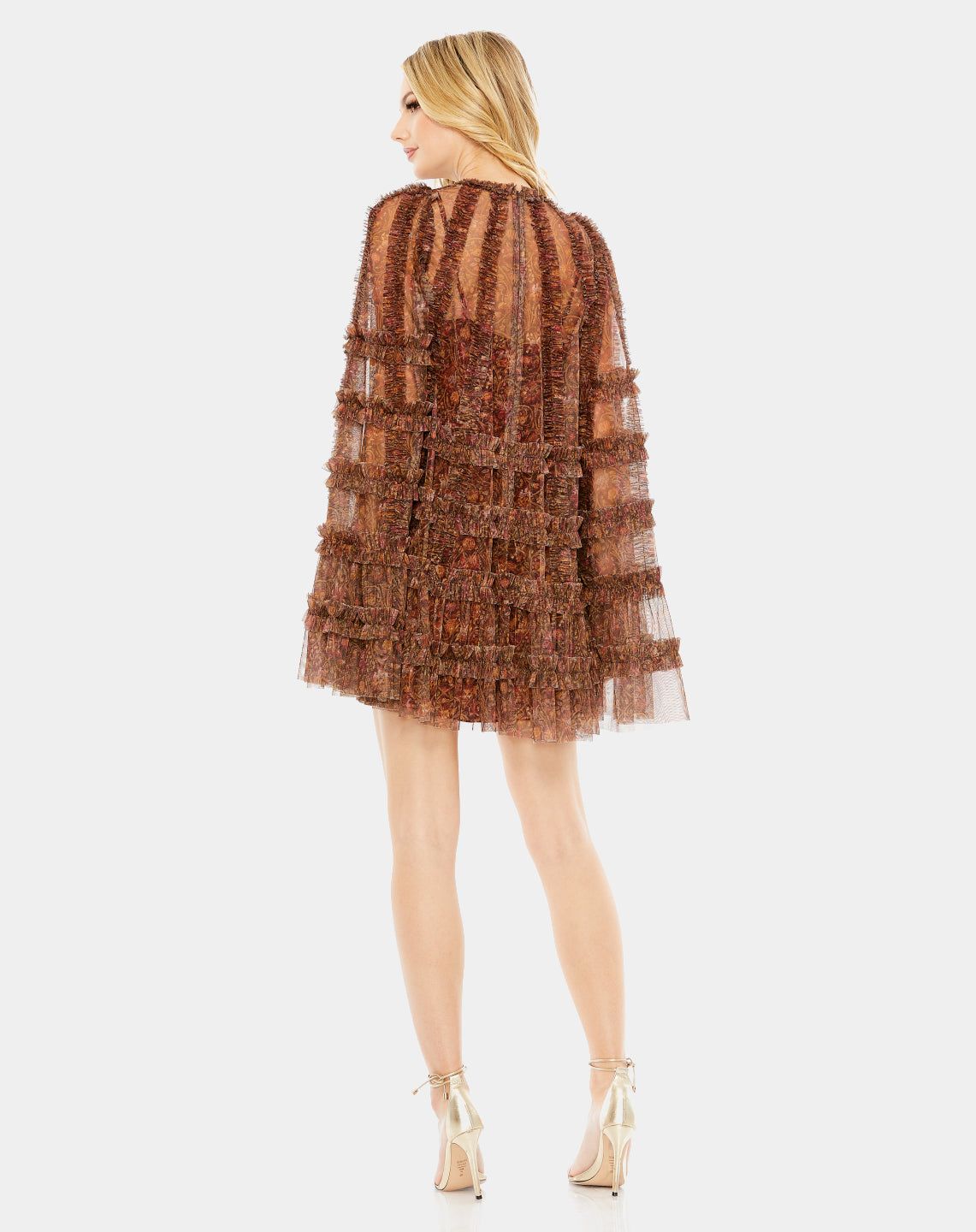 Floral Print Long Flare Sleeve Mesh A-Line Dress sold by Lord & Taylor product image thumbnail 4