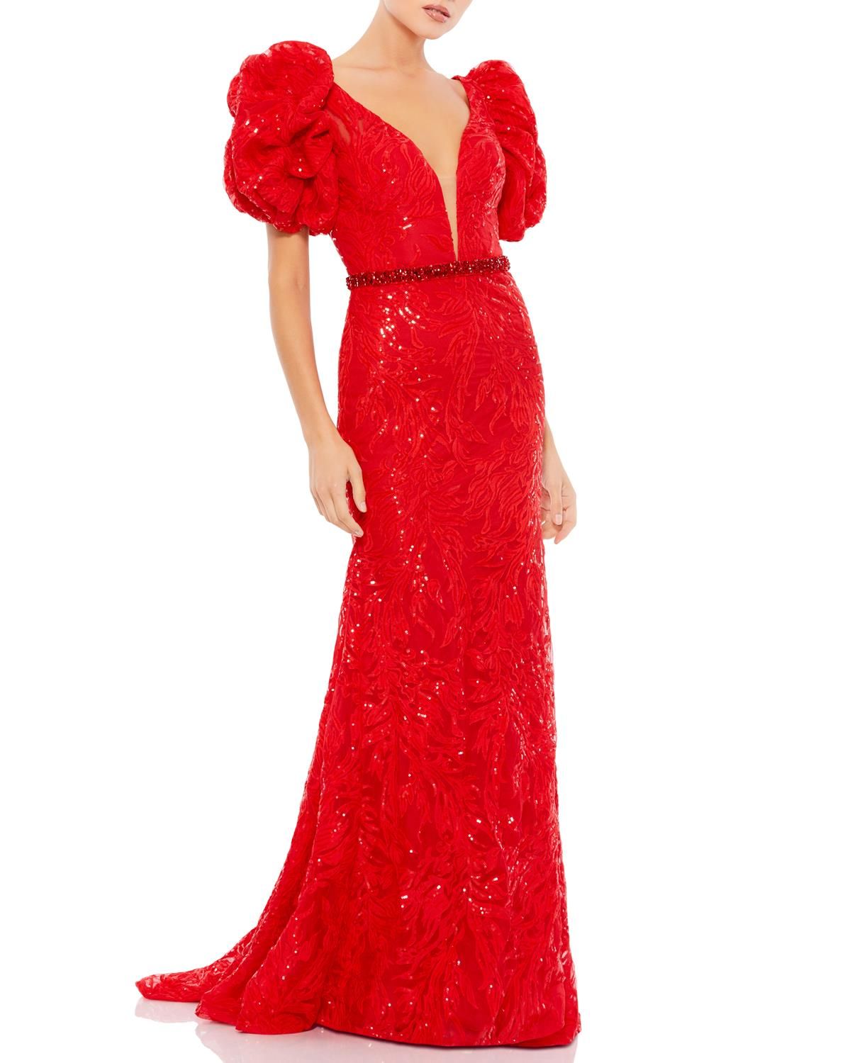 Puff Sleeve Sequin Lace Evening Gown sold by Lord & Taylor product image thumbnail 5