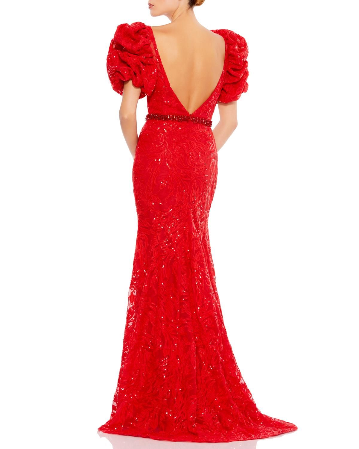 Puff Sleeve Sequin Lace Evening Gown sold by Lord & Taylor product image thumbnail 2