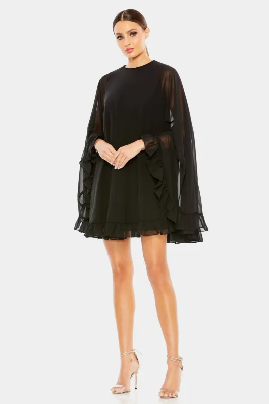 High Neck Ruffle Hem Cape Mini Dress sold by Lord & Taylor