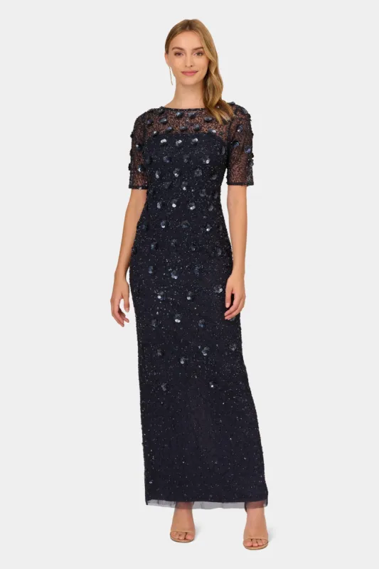 Beaded Long 3D Floral Gown sold by Lord & Taylor