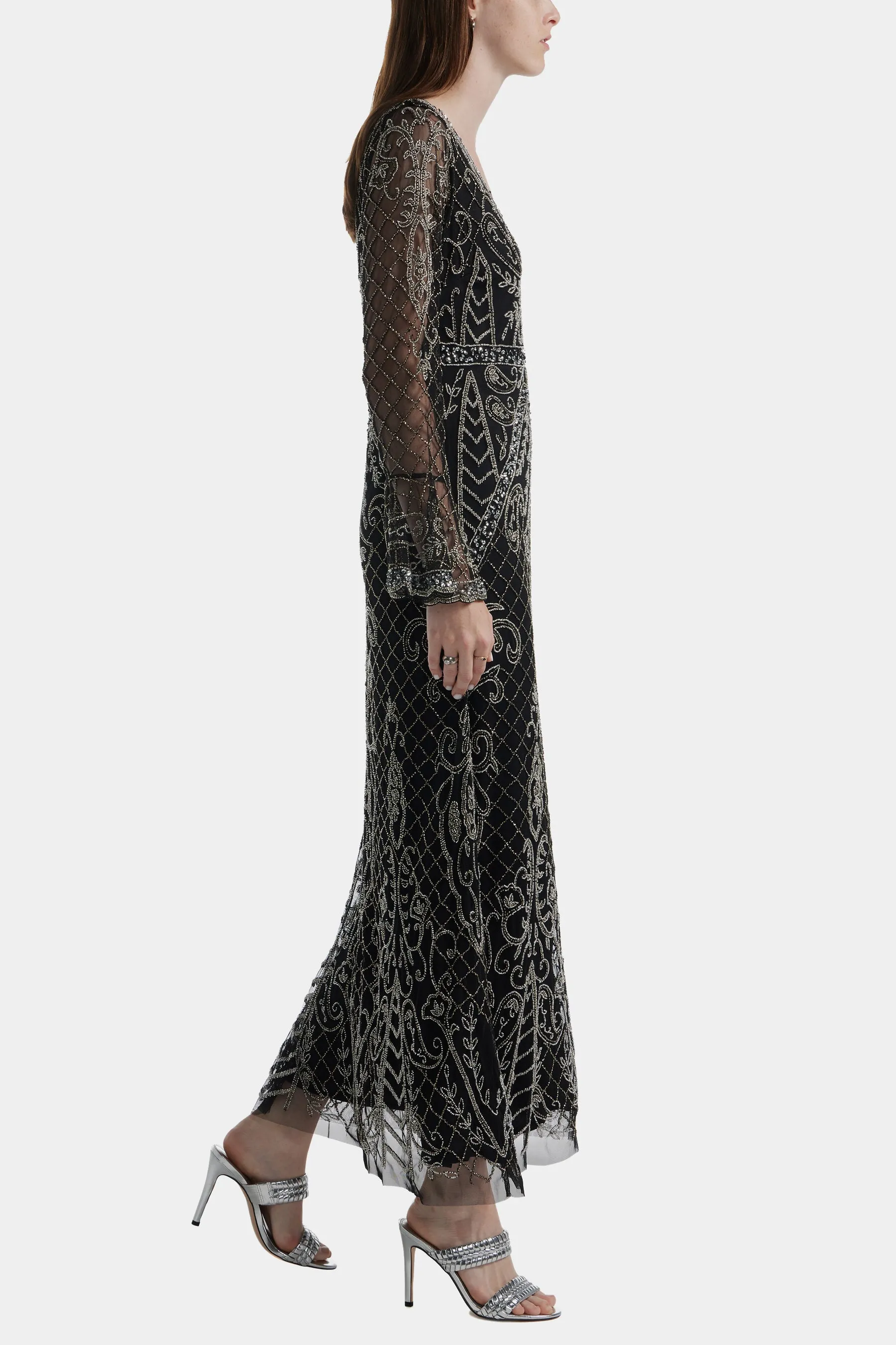 Bell Sleeve Beaded Long Dress sold by Lord & Taylor