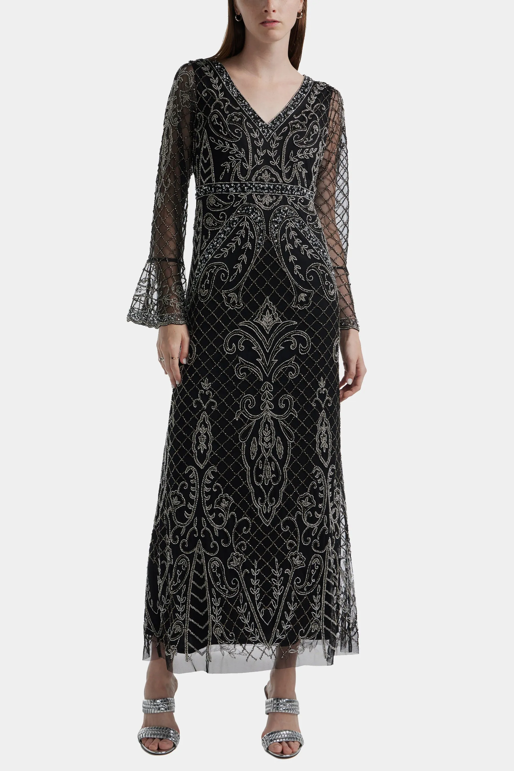 Bell Sleeve Beaded Long Dress sold by Lord & Taylor product image thumbnail 3