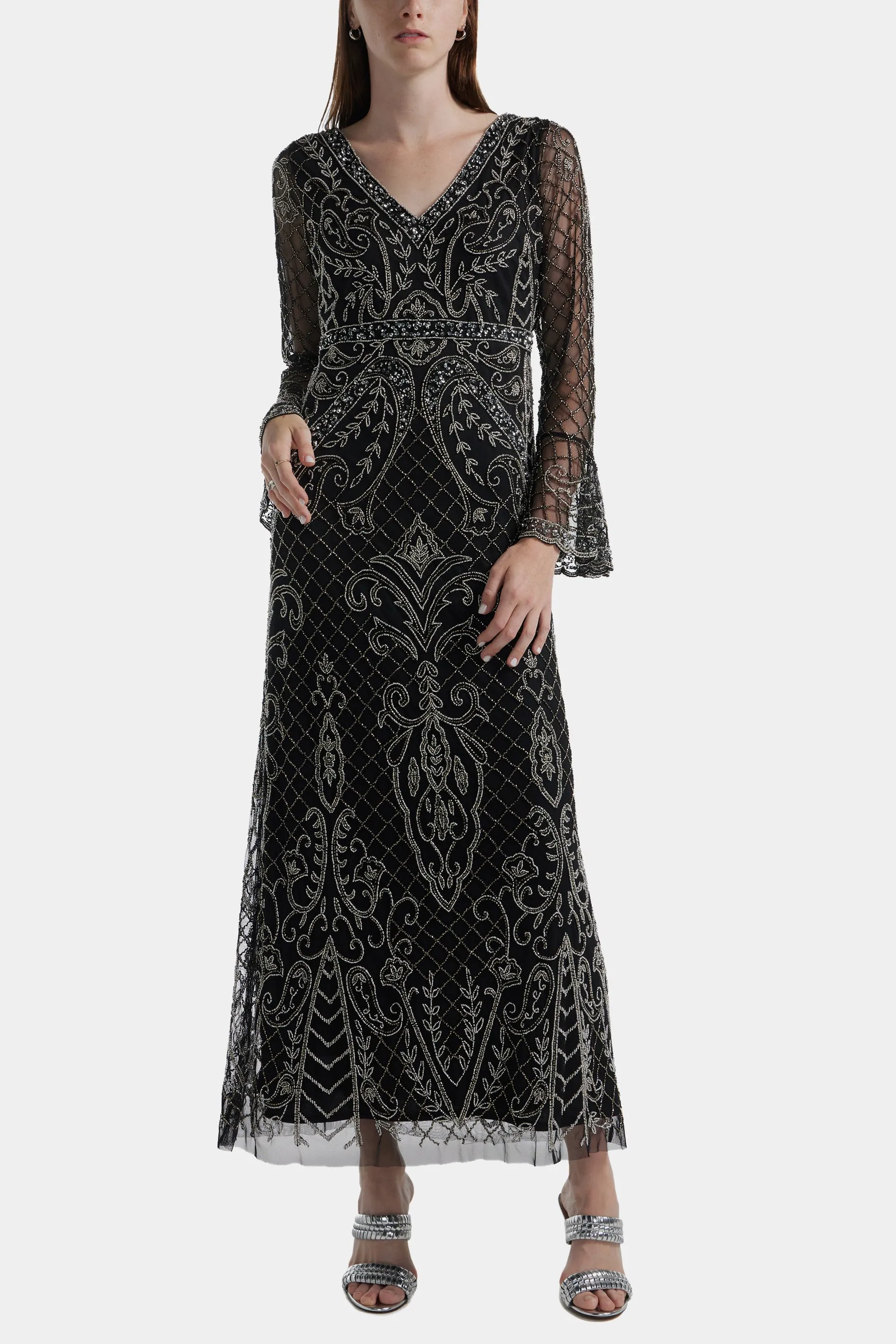 Bell Sleeve Beaded Long Dress sold by Lord & Taylor product image thumbnail 4