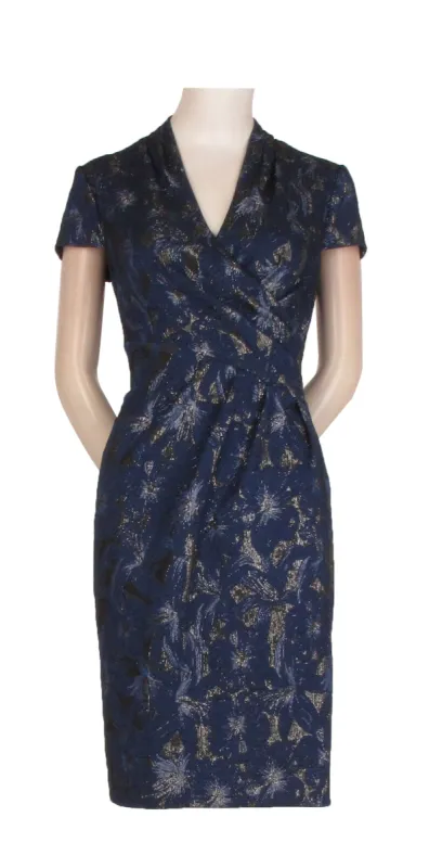 Metallic Jacquard Draped Dress sold by Lord & Taylor