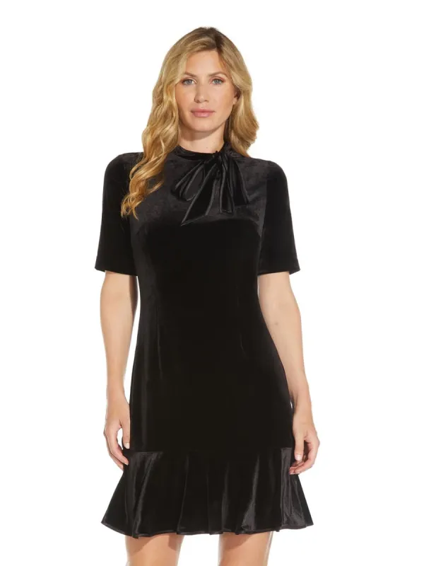Stretch Velvet Tie Neck Dress sold by Lord & Taylor