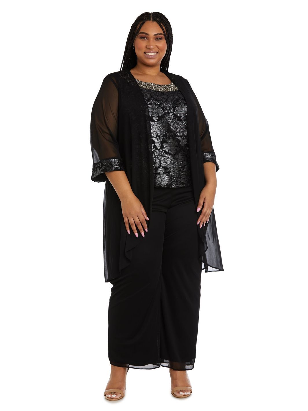 Three-Piece Beaded Neck Duster Pant Set sold by Lord & Taylor