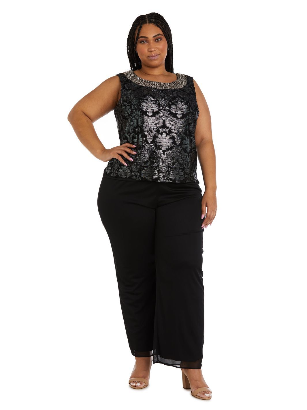 Three-Piece Beaded Neck Duster Pant Set sold by Lord & Taylor product image thumbnail 3