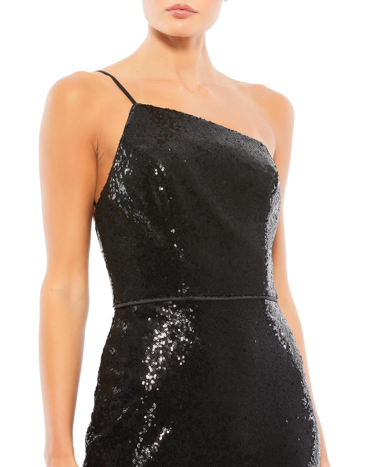 Sequined One Shoulder High Slit Gown sold by Lord & Taylor product image thumbnail 4