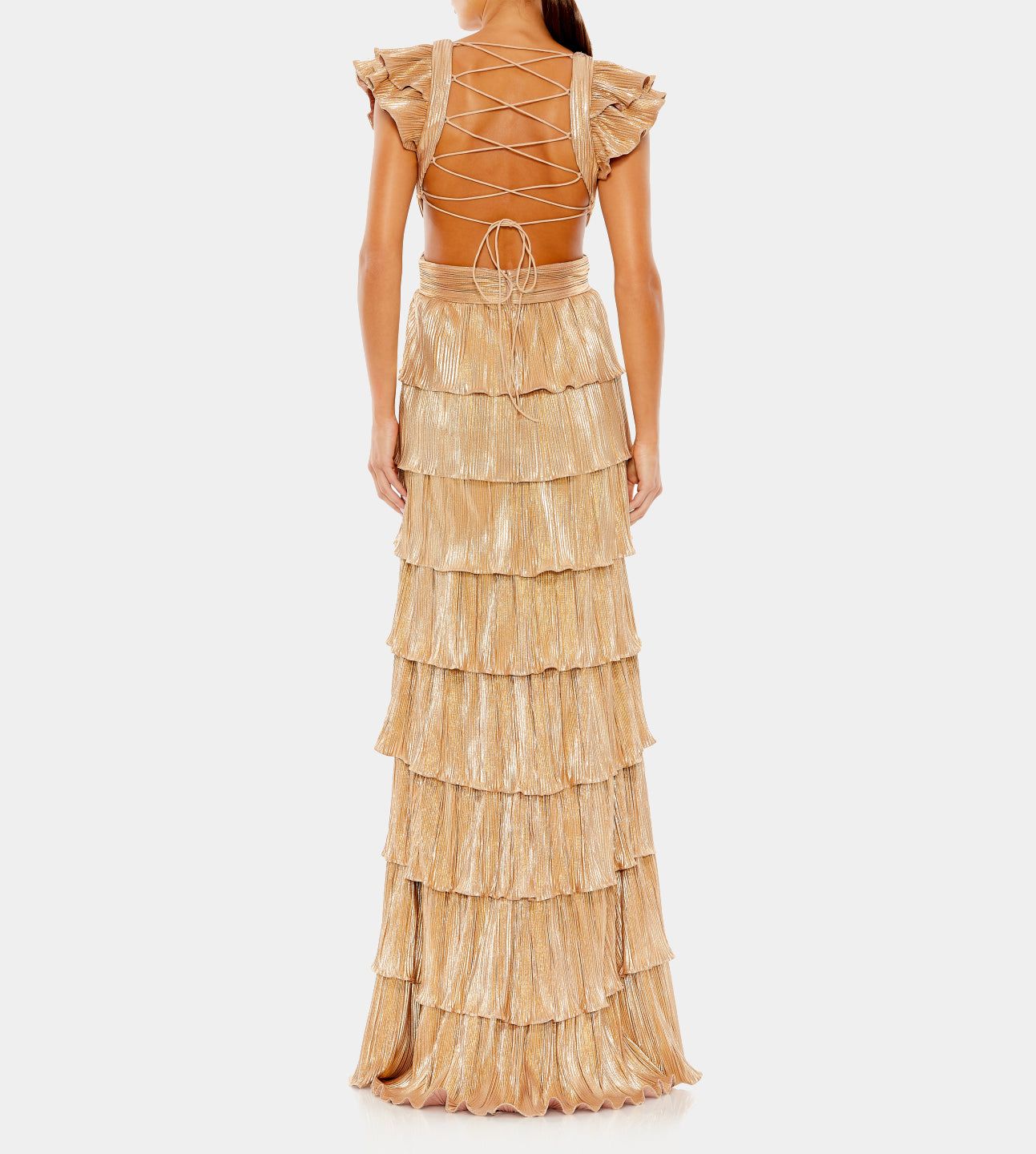 Ruffle Tiered Criss Cross Lace Up Gown sold by Lord & Taylor product image thumbnail 3