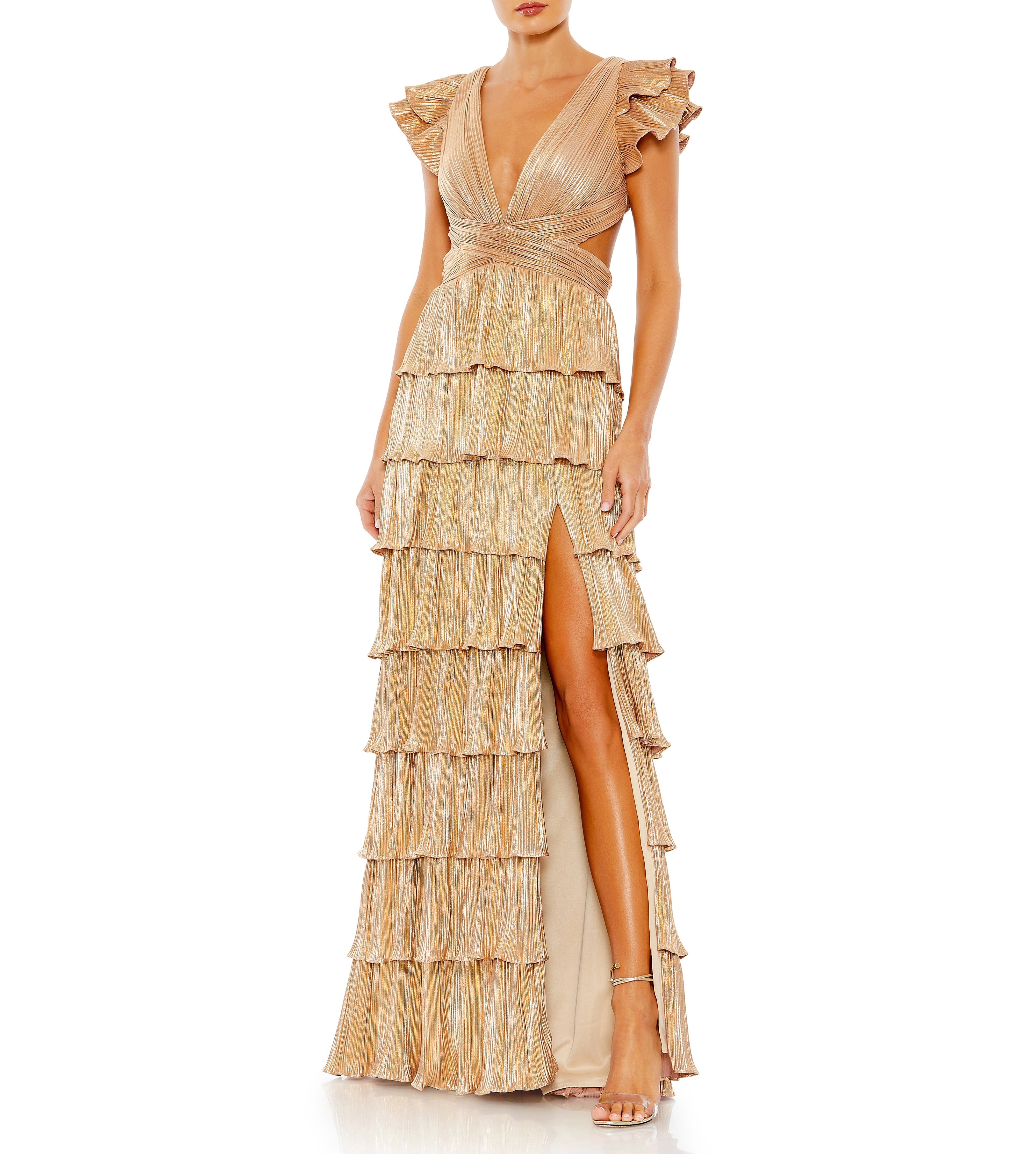 Ruffle Tiered Criss Cross Lace Up Gown sold by Lord & Taylor product image thumbnail 6