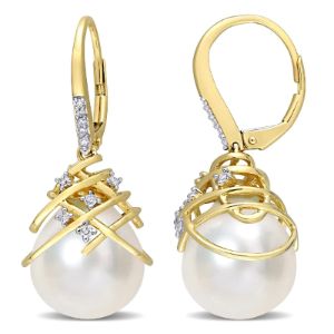 South Sea Cultured Pearl and Diamond Earrings sold by Lord & Taylor