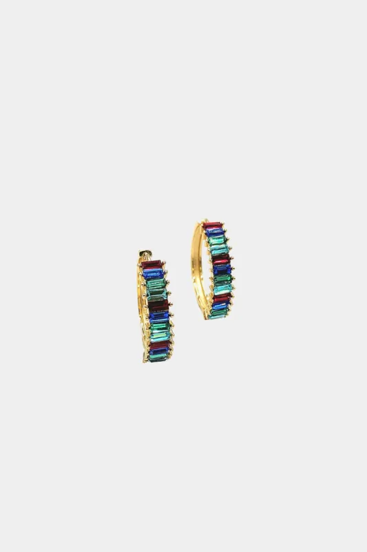 Multicolored Baguette Hoop Earrings sold by Lord & Taylor