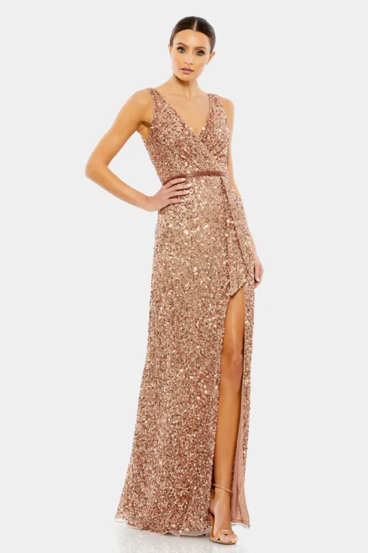 Sleeveless Sequin Wrap Gown sold by Lord & Taylor