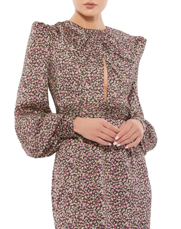 Floral Print Keyhole Long Sleeve Mini Dress sold by Lord & Taylor