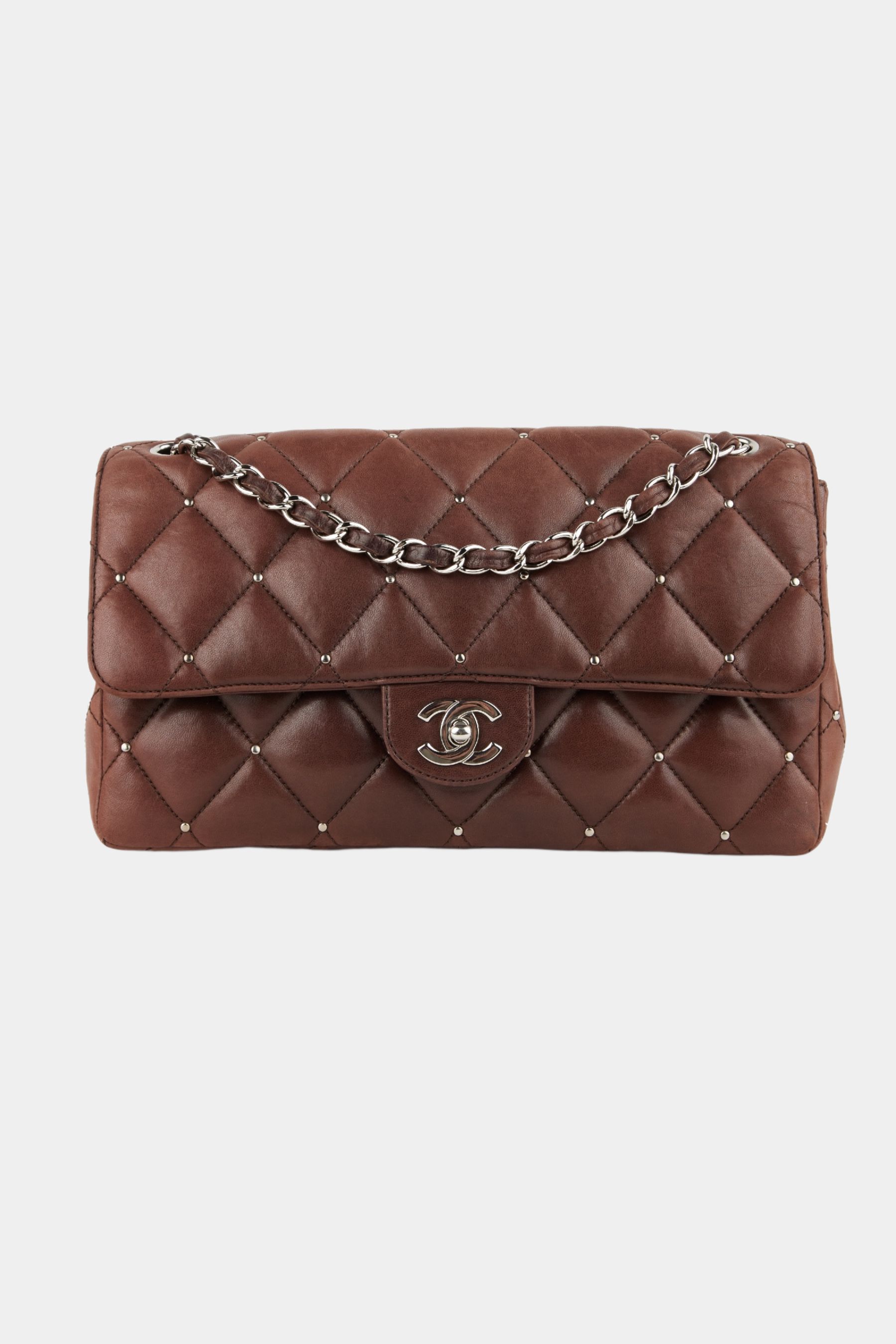 Studded Flap Bag Jumbo Lambskin Handbag sold by Lord & Taylor