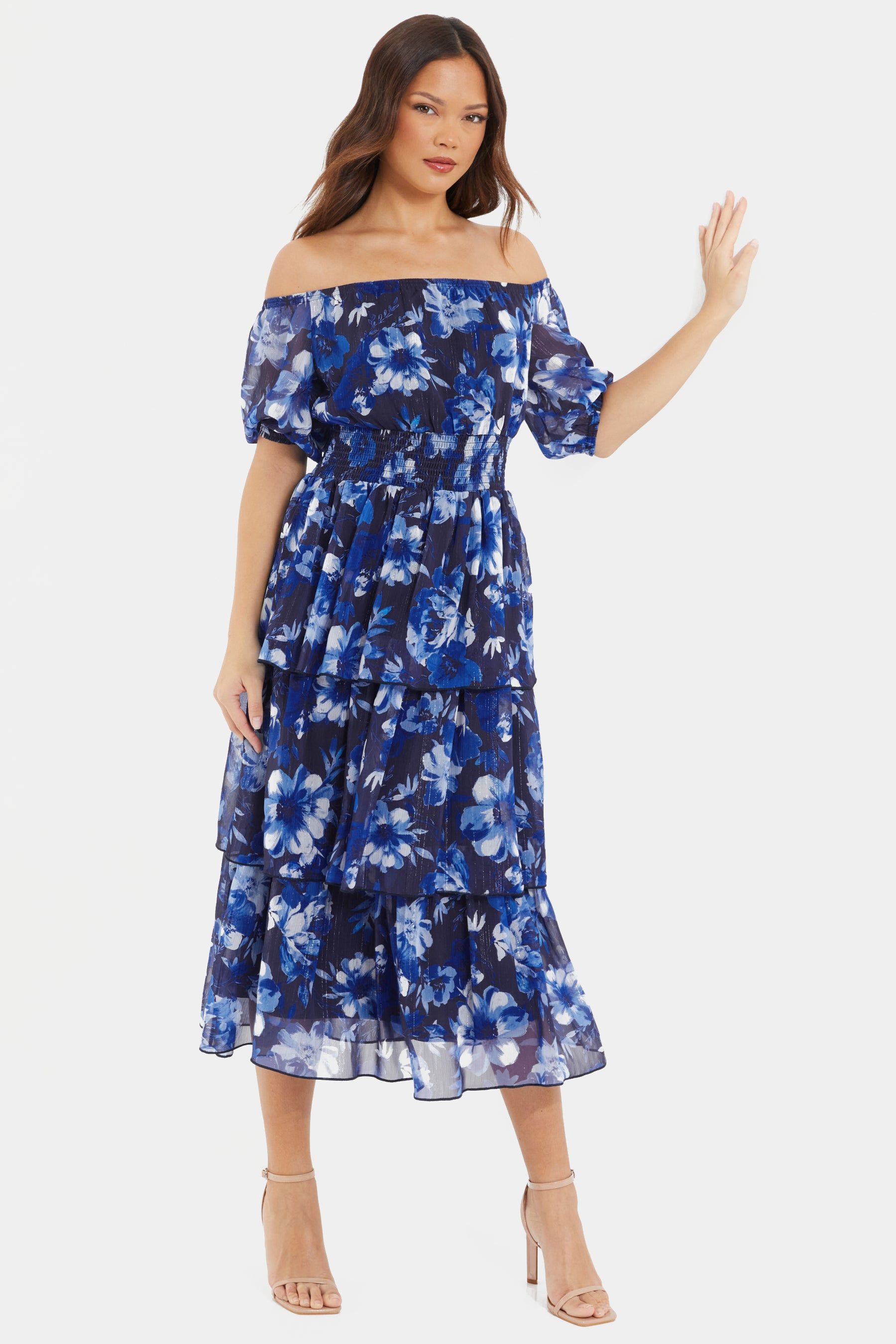 Chiffon Floral Tiered Midi Dress sold by Lord & Taylor product image thumbnail 3