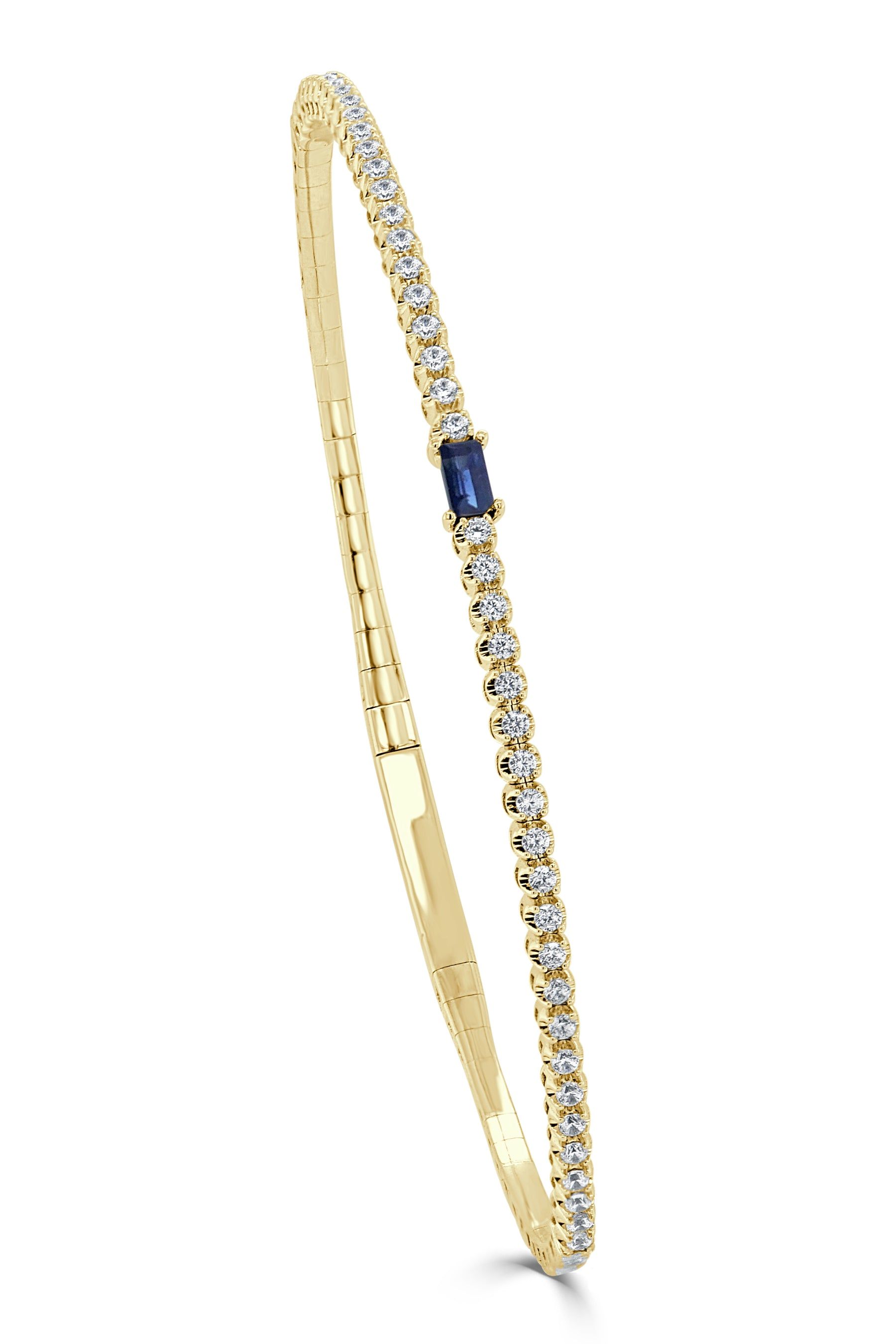 14K Gold Sapphire, Baguette & Diamond Flexible Bangle sold by Lord & Taylor product image thumbnail 2