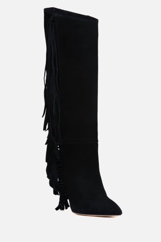 Suede Fringe Stiletto Knee Boot sold by Lord & Taylor