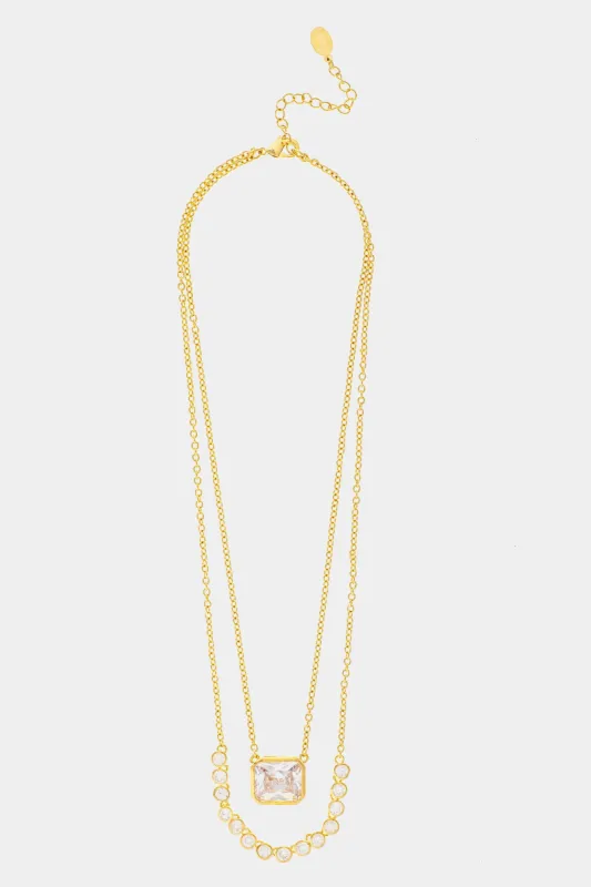Double Layer CZ Pendant + Necklace sold by Lord & Taylor