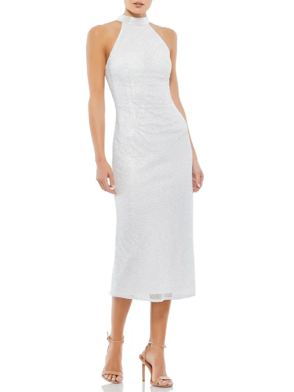Lattice Bead Halter Midi Dress sold by Lord & Taylor