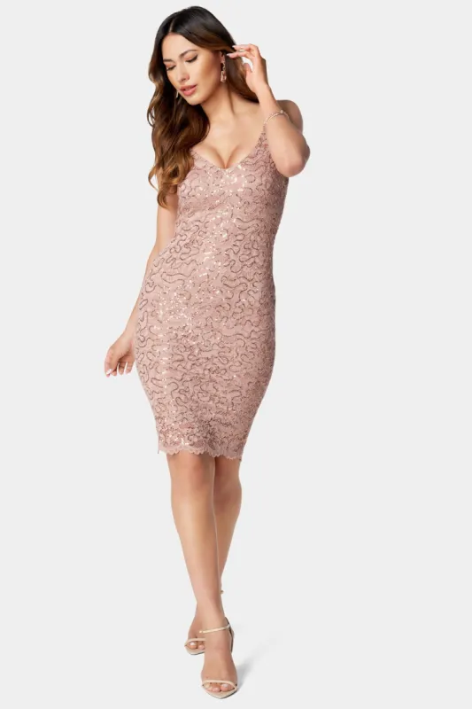 V-Neck Lace Mini Dress sold by Lord & Taylor