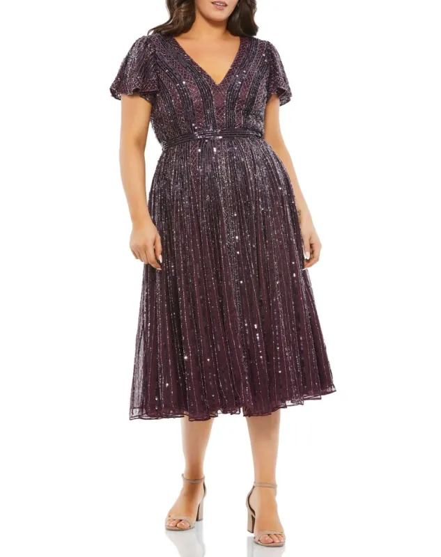 Embellished Butterfly Sleeve V Neck Midi Dress sold by Lord & Taylor