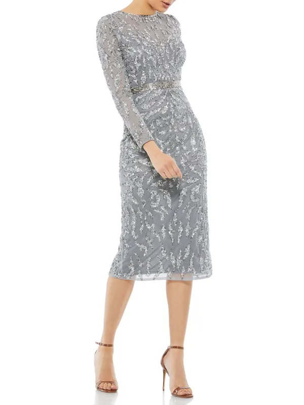 Long Sleeve Damask Sequin Midi Dress sold by Lord & Taylor