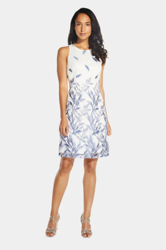 Leaf Embroidered A-Line Dress sold by Lord & Taylor