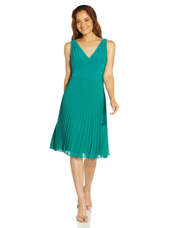 V Neck Chiffon Pleaded Cocktail sold by Lord & Taylor