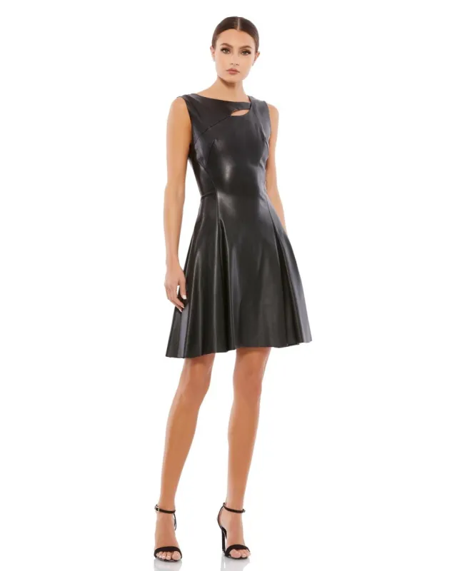 Asymmetrical Vegan Leather Sleeveless Fit & Flare sold by Lord & Taylor