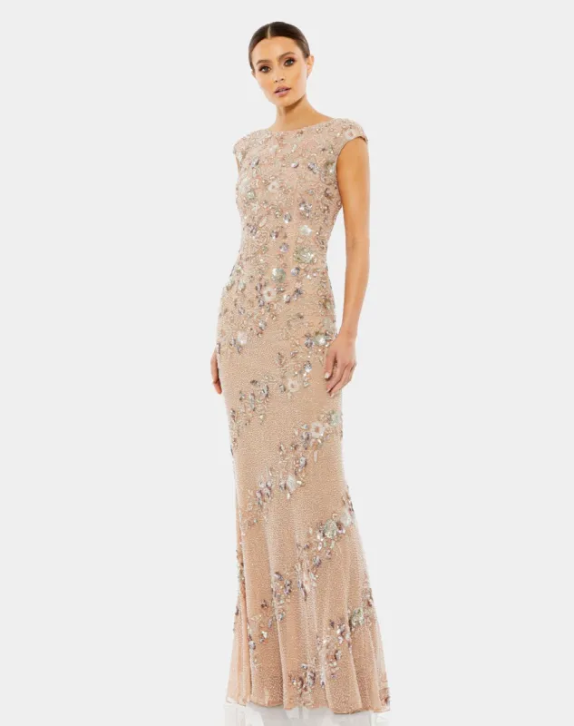 Embellished V Neck Butterfly Sleeve Gown sold by Lord & Taylor