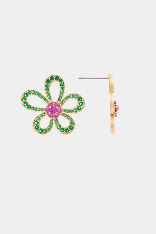 Emerald and Blush Crystal Floral Earrings sold by Lord & Taylor
