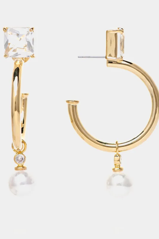 CZ + Pearl Hoop Earrings sold by Lord & Taylor