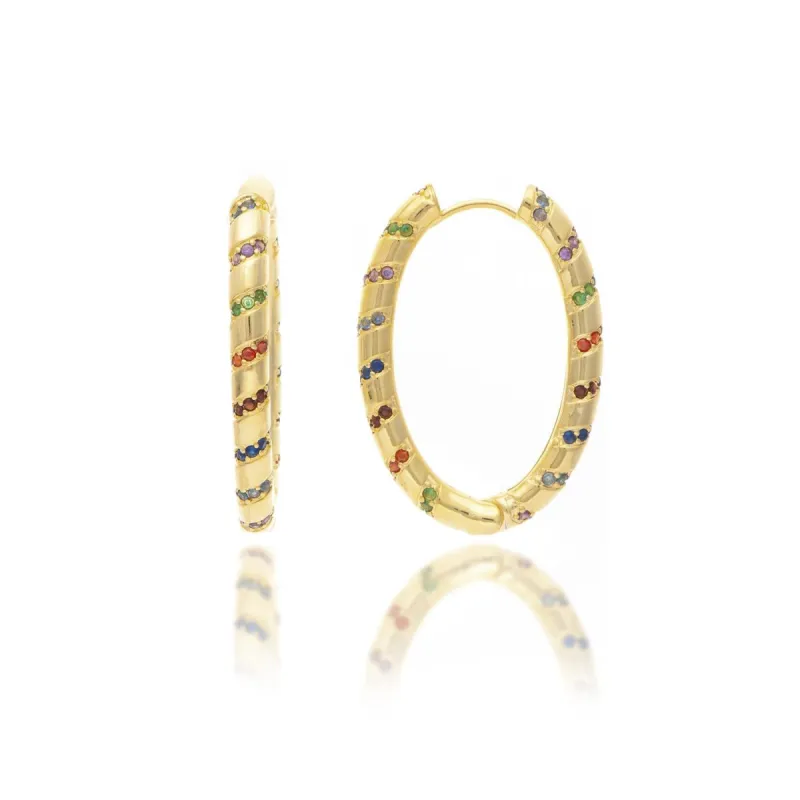 Multi Crystal Oval Hoop Earrings sold by Lord & Taylor
